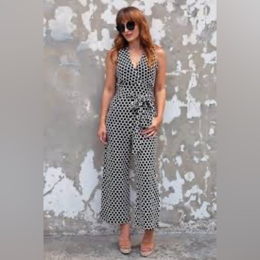 NWT Eva Franco Anthropologie Black polka dot jumpsuit